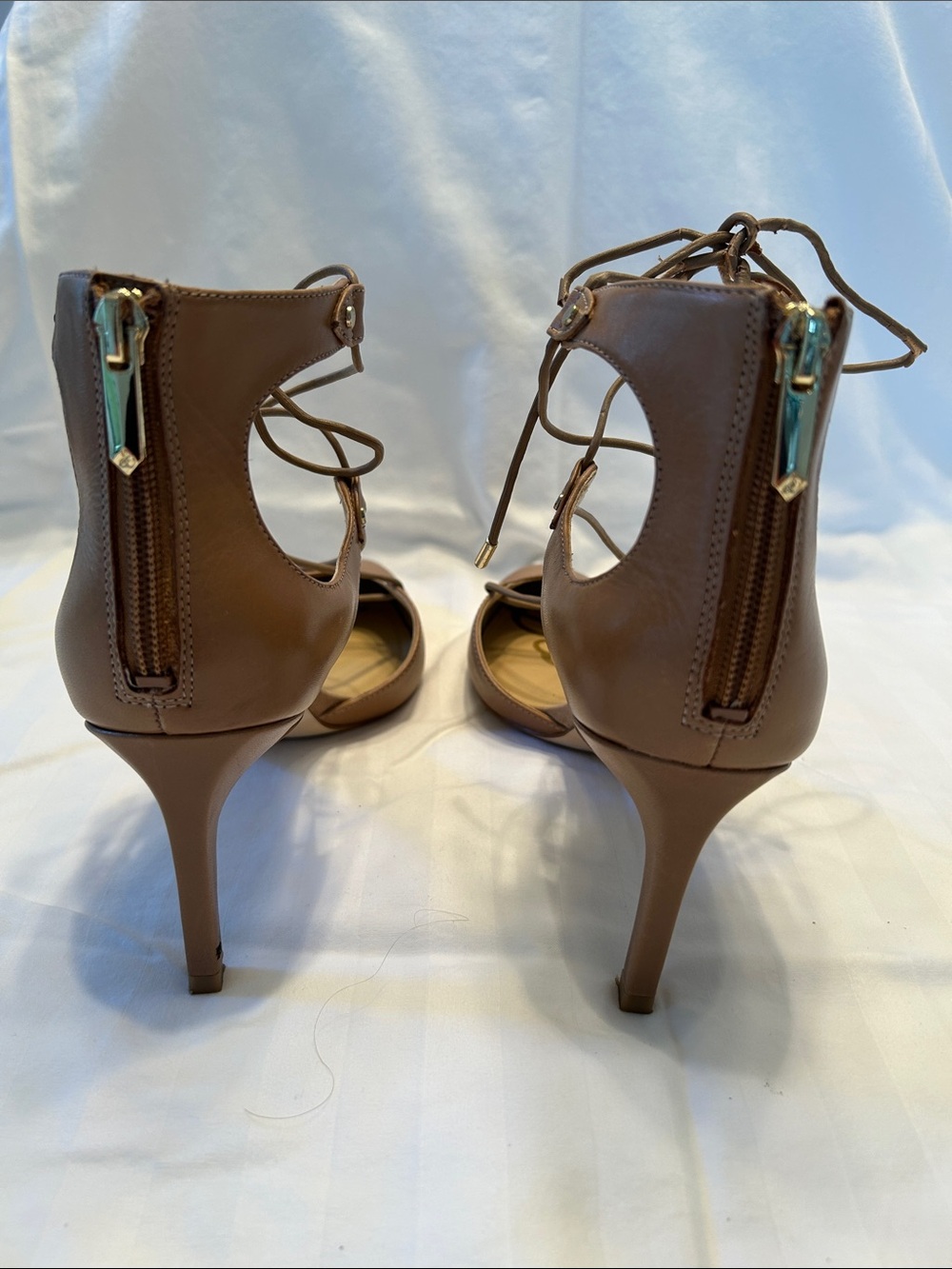Sam Edelman Tan Lace-Up Pointed Toe Heels - Picture 4 of 7